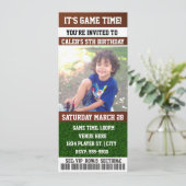 FOOTBALL Birthday Party TICKET PHOTO Uitnodiging (Staand voorkant)