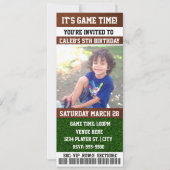 FOOTBALL Birthday Party TICKET PHOTO Uitnodiging (Voorkant)