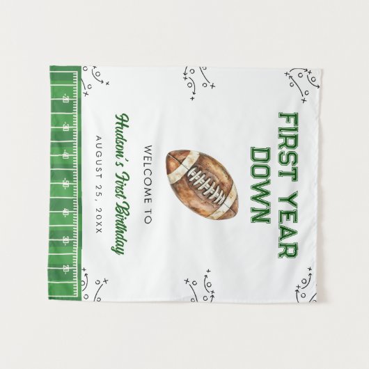 Football Birthday Party Welcome Sign Wandkleed (Voorkant (horizontaal))