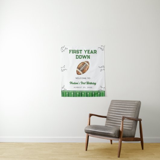 Football Birthday Party Welcome Sign Wandkleed (In situ)