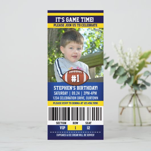 Football Birthday Photo Template Kaart (Staand voorkant)