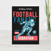 Football Birthday Retro Black Red Blue Touchdown Kaart (Voorkant)