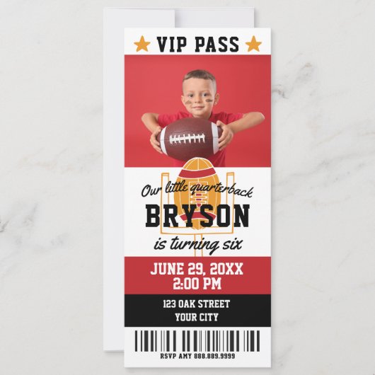 Football Birthday Ticket Invitation Kaart (Voorkant)