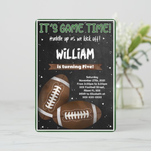 Football Birthday Uitnodiging (Staand voorkant)