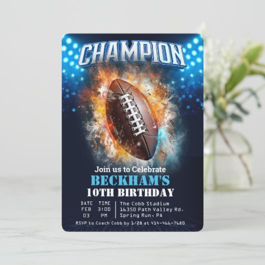 Football Birthday Uitnodiging (Staand voorkant)