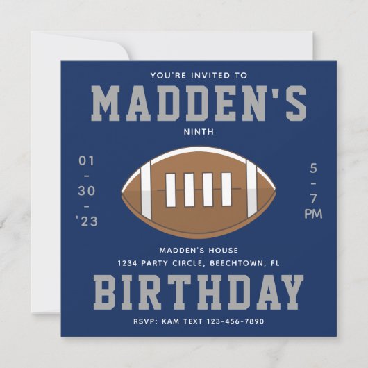 Football Birthday Uitnodiging | Partij Football (Voorkant)