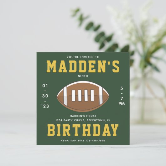 Football Birthday Uitnodiging | Partij Football (Staand voorkant)