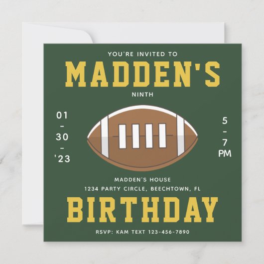 Football Birthday Uitnodiging | Partij Football (Voorkant)