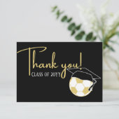 Football Black Afstuderen pet Bedankkaart (Staand voorkant)