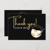 Football Black Afstuderen pet Bedankkaart (Voorkant / Achterkant)