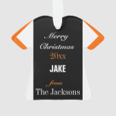 Football Black, Oranje & White Jersey Ornament (achterkant)