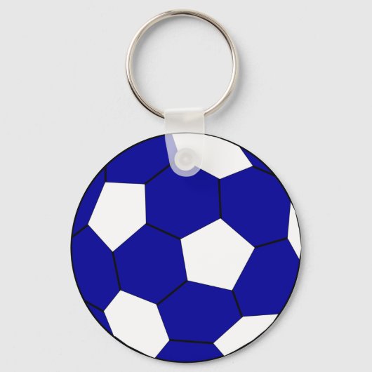 Football blauw en wit sleutelhanger (Voorkant)