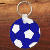 Football blauw en wit sleutelhanger (Voorkant)