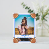 Football blauw en zwart Afstuderen Aankondigingskaart (Staand voorkant)