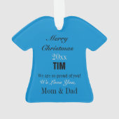 Football blauw zilver & zwart jersey gepersonalise ornament (achterkant)