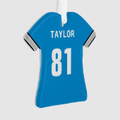 Football blauw zilver & zwart jersey gepersonalise ornament (voorkant)