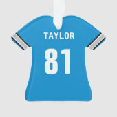 Football Blauw Zilver Zwart & Wit Jersey Ornament (voorkant)