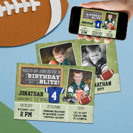 Football Blitz Kinderen Verjaardagsfeestuitnodigin Kaart