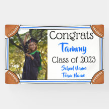 Football Blue & Black One Photo Afstuderen