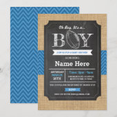 Football Blue Boy Baby shower Rugby Uitnodigen Kaart (Voorkant / Achterkant)