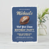 Football Blue Boys 1st Birthday Party Kaart (Staand voorkant)