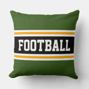 FOOTBALL Bold Forest Groen Zwart Geel Strepen Kussen