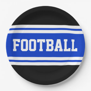 FOOTBALL Bold Helder Blauw Zwart Wit Strepen Papieren Bordje