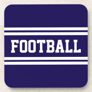 FOOTBALL Bold Helderblauw Wit Racing Stripes Bier Onderzetter