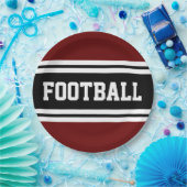 FOOTBALL Bold Rood Zwart Wit Racing Stripes Papieren Bordje (Feest)