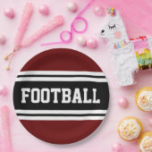 FOOTBALL Bold Rood Zwart Wit Racing Stripes Papieren Bordje (Feest)