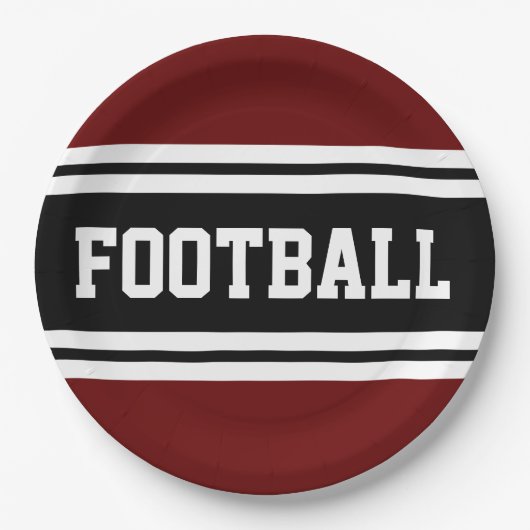 FOOTBALL Bold Rood Zwart Wit Racing Stripes Papieren Bordje (Voorkant)