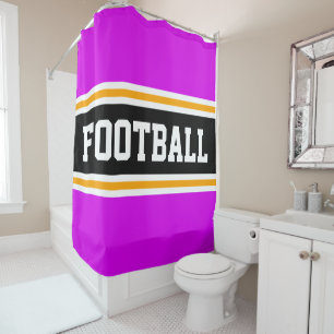FOOTBALL Bold Roze Zwart Geel Racing Stripes Douchegordijn