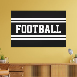 FOOTBALL Bold Sportief Zwart Wit Racing Stripes Canvas Afdruk