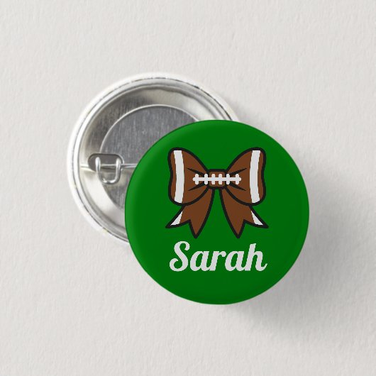 Football Bow Cheer Cheerleader Ronde Button 3,2 Cm (Voorkant /achterkant)