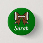 Football Bow Cheer Cheerleader Ronde Button 3,2 Cm (Voorkant)
