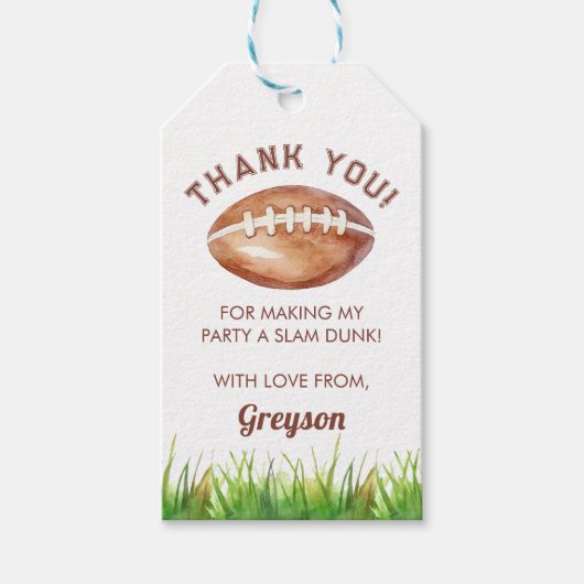 Football Boy 1e Verjaardag Cadeaulabel (Voorkant)