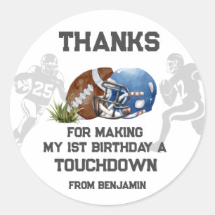 Football Boy 1e Verjaardagsfeestje Favor Ronde Sticker