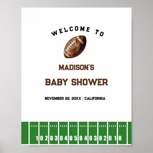 Football Boy Baby shower Welkomstbord Poster (Voorkant)