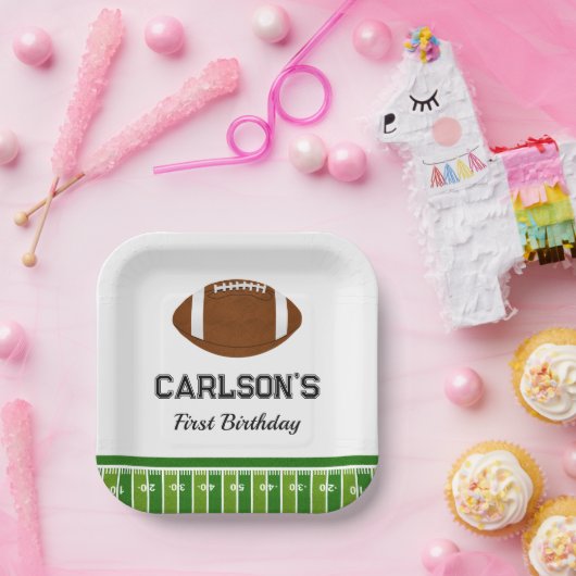 Football Boy Eerste Verjaardagsfeestje Papieren Bordje (Feest)