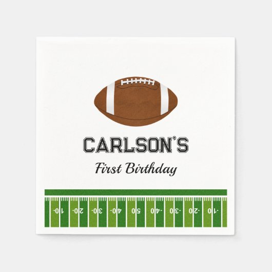 Football Boy Eerste Verjaardagsfeestje Servet (Voorkant)