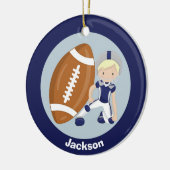 Football Boy Gepersonaliseerde Blondine Kinder Ker Keramisch Ornament (Links)