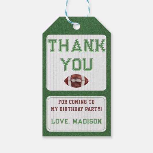 Football Boy Verjaardag Bedankt Cadeaulabel (Voorkant)
