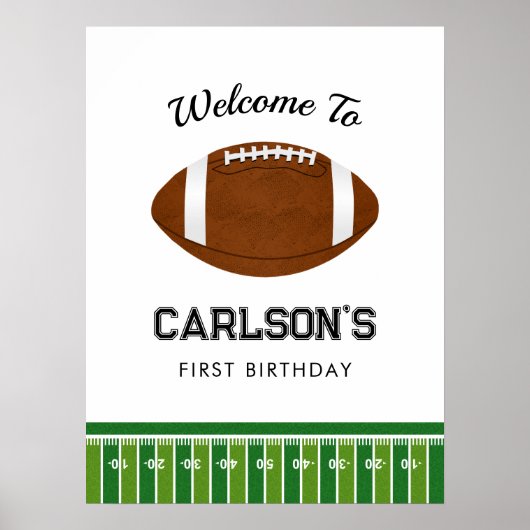 Football Boy Verjaardagsfeestje Welkom Poster (Voorkant)