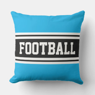 FOOTBALL Bright Azure Zwart Wit Racing Stripes Buitenkussen