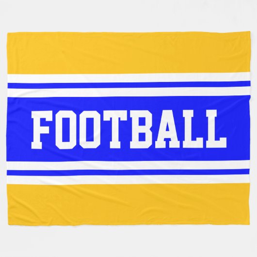 FOOTBALL Bright Blue Yellow White Racing Stripes Fleece Deken (Voorkant (Horizontaal))