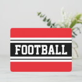 FOOTBALL Bright Red Black White Racing Stripes Kaart (Staand voorkant)