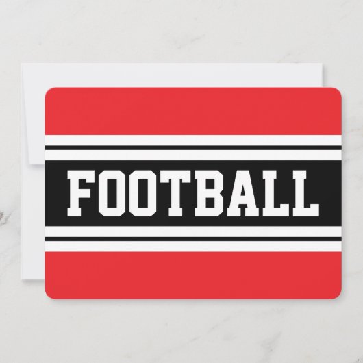 FOOTBALL Bright Red Black White Racing Stripes Kaart (Voorkant)