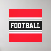 FOOTBALL Bright Rood Zwart Wit Racing Stripes Canvas Afdruk (Voorkant)
