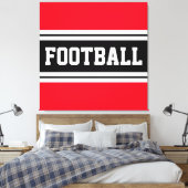 FOOTBALL Bright Rood Zwart Wit Racing Stripes Canvas Afdruk (Insitu (Slaapkamer))