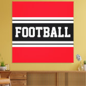 FOOTBALL Bright Rood Zwart Wit Racing Stripes Canvas Afdruk (Insitu (Woonkamer))